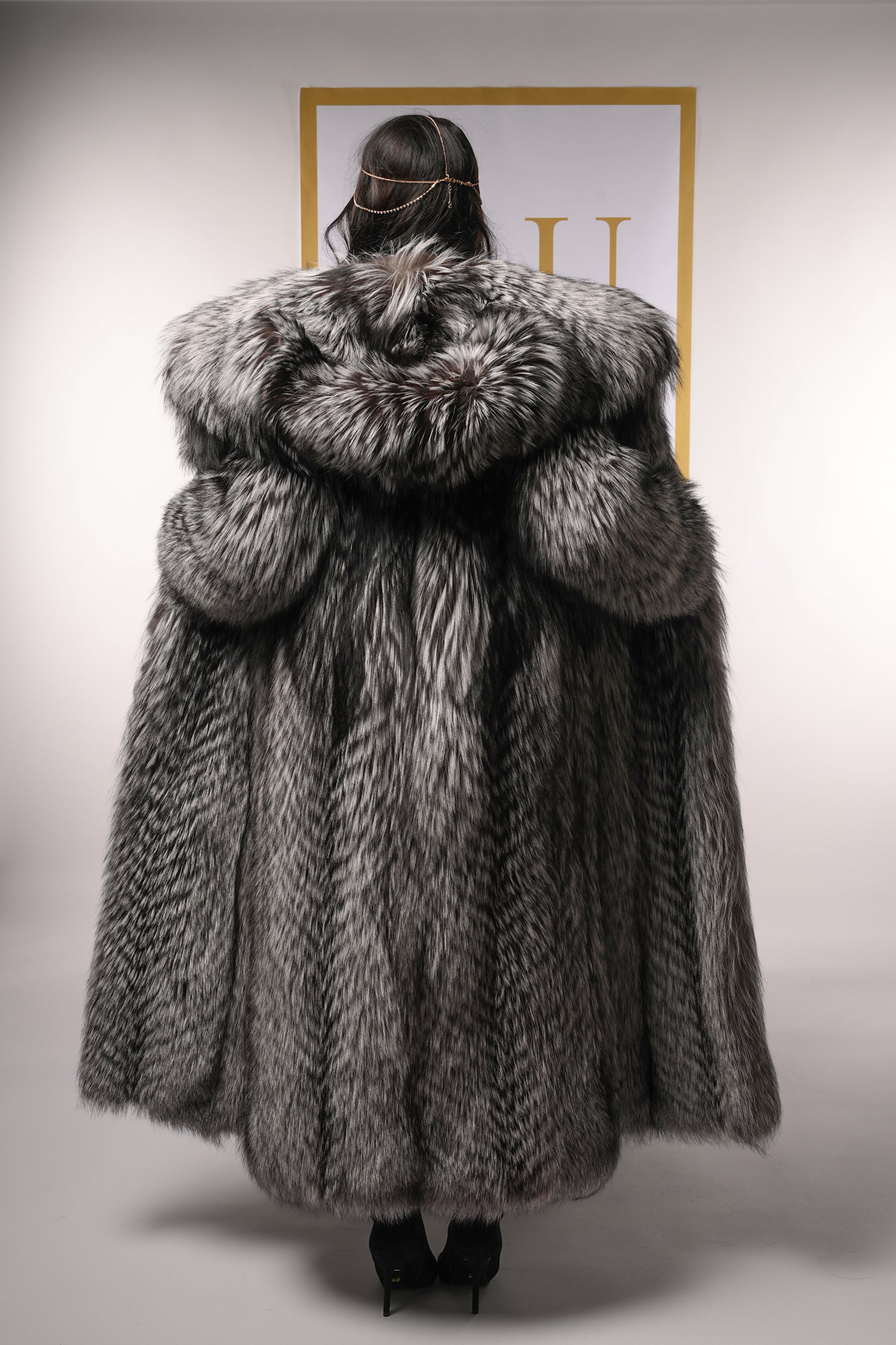 Cappotto in volpe argentata