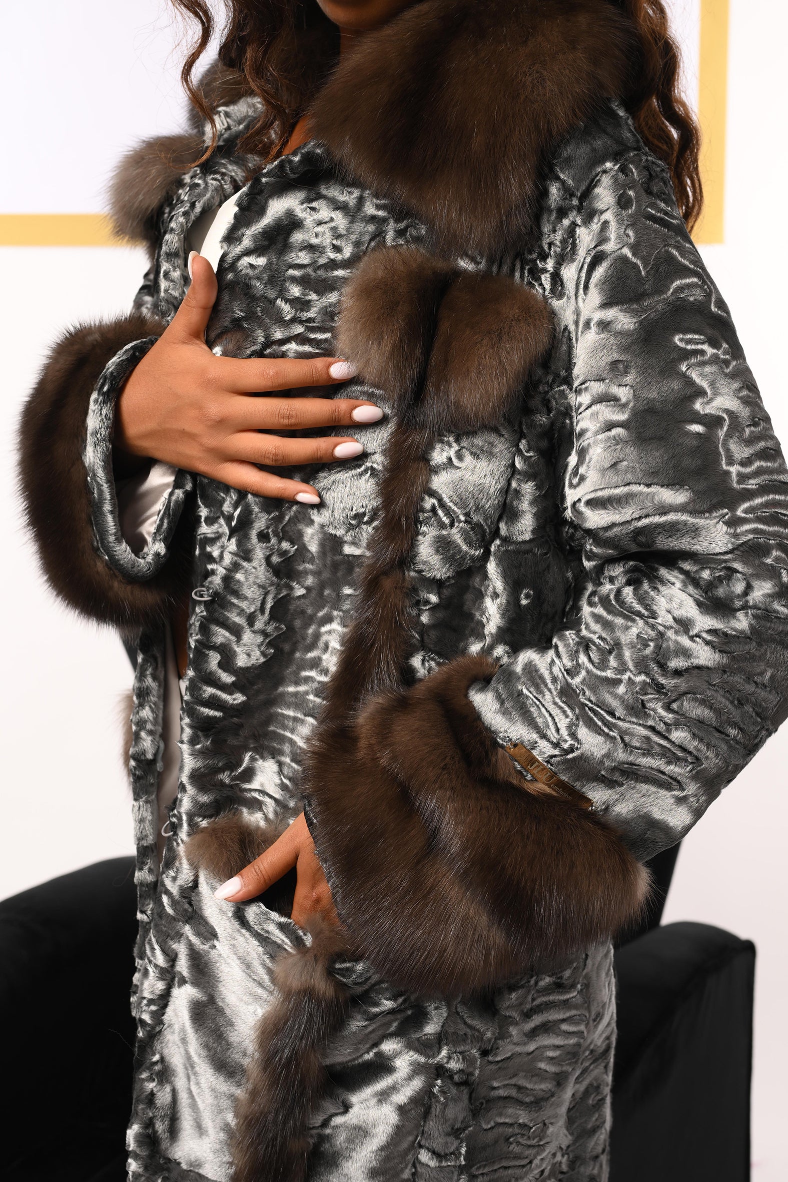 Cappotto in swakara e zibellino