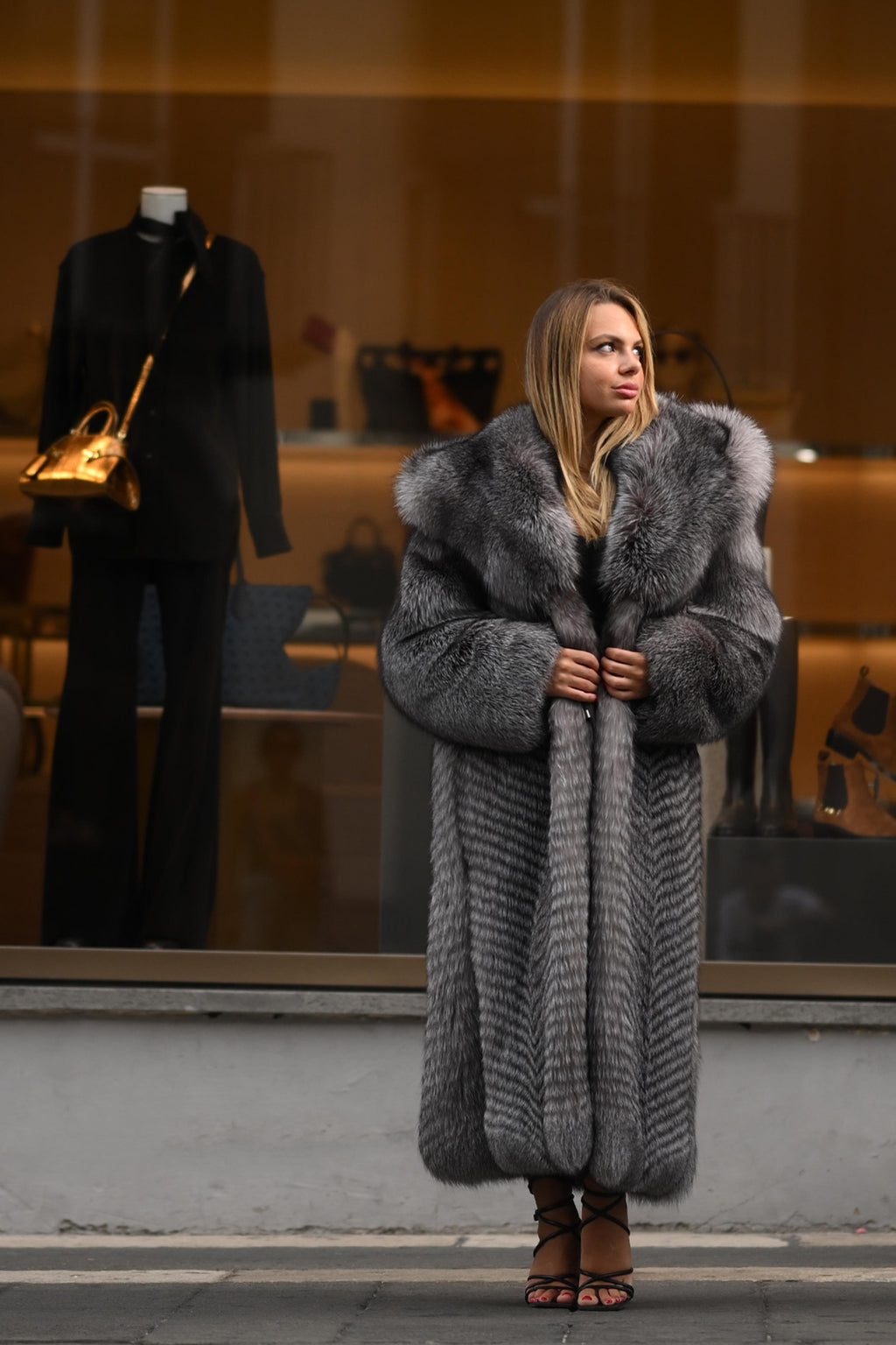 Cappotto in volpe blue frost