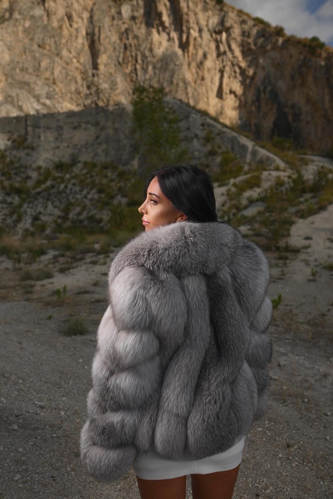 Giacca in volpe sapphire frost