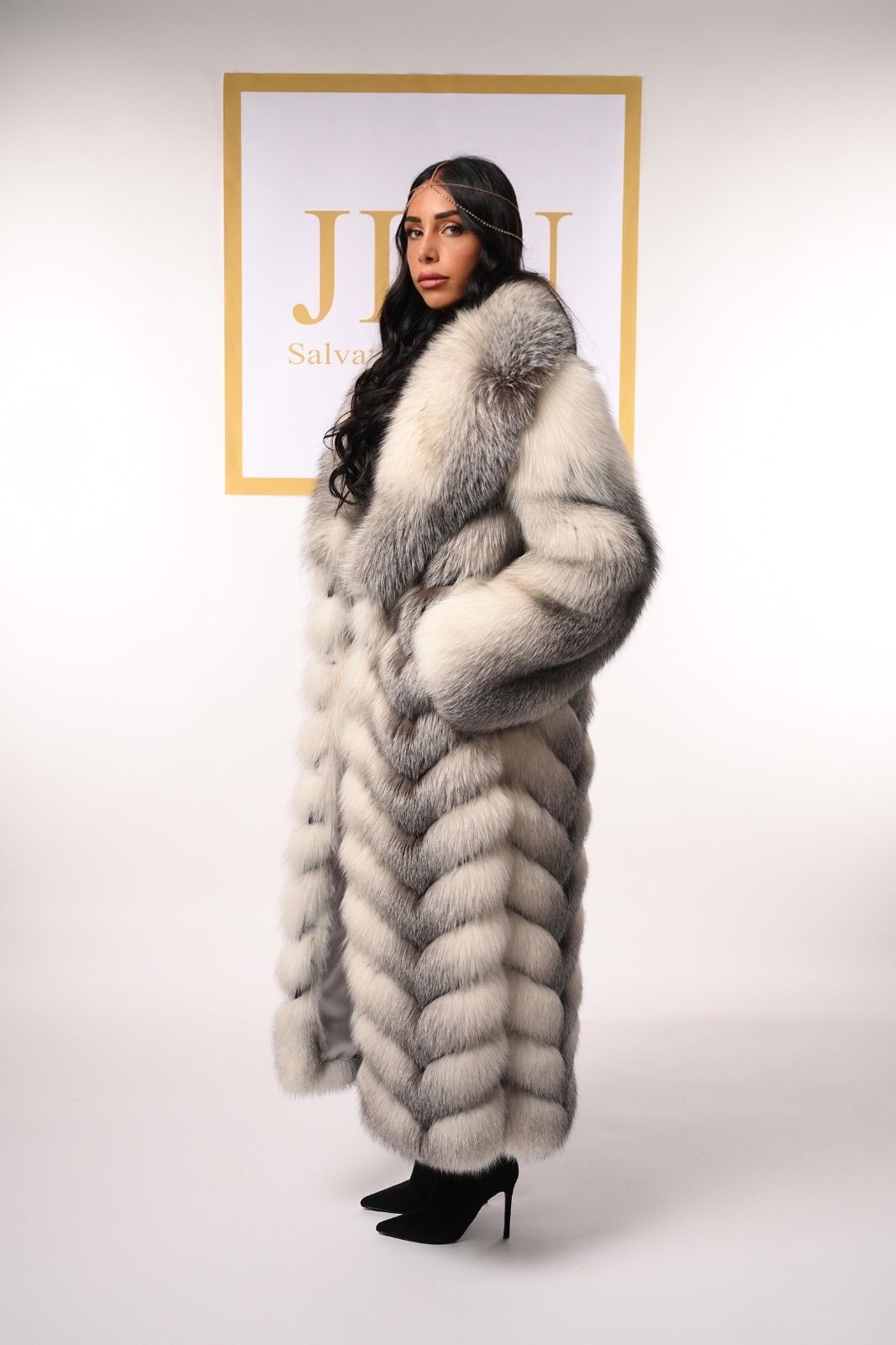 Cappotto in volpe shadow blue frost